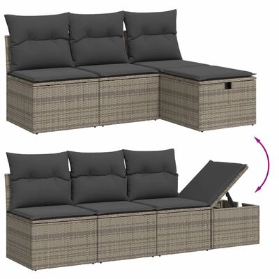 vidaXL 7-delige Loungeset met kussens poly rattan grijs