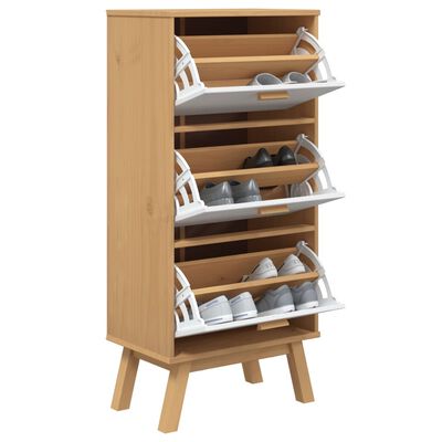 vidaXL Schoenenkast OLDEN 55x35x120 cm grenenhout wit en bruin