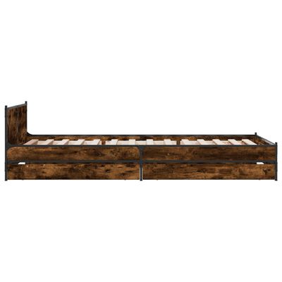 vidaXL Bedframe met lades bewerkt hout gerookt eikenkleurig 90x200 cm