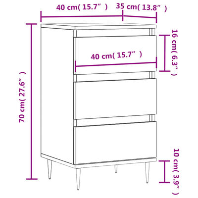 vidaXL Dressoir 40x35x70 cm bewerkt hout zwart