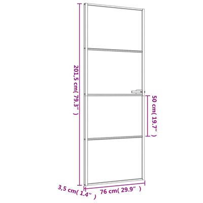 vidaXL Binnendeur smal 76x201,5 cm gehard glas en aluminium zwart