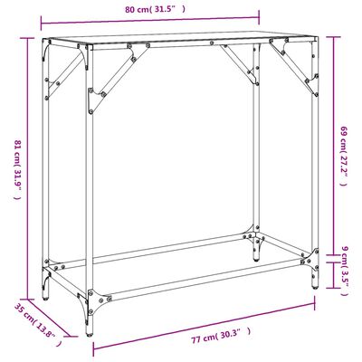 vidaXL Wandtafel met zwart glazen blad 60x35x81 cm staal