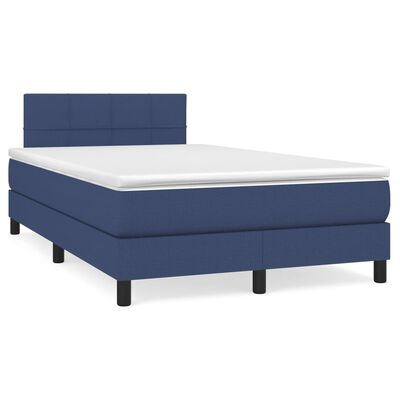 vidaXL Boxspring met matras stof blauw 120x200 cm