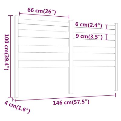 vidaXL Hoofdbord 146x4x100 cm massief grenenhout grijs