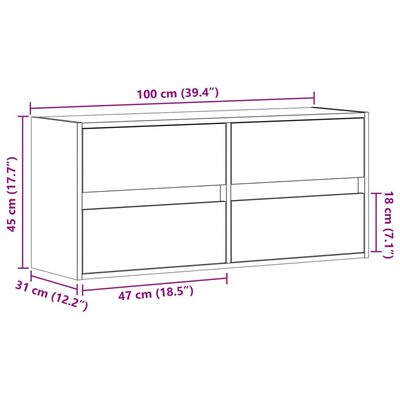 vidaXL Tv-wandmeubel met LED-verlichting 100x31x45 cm zwart