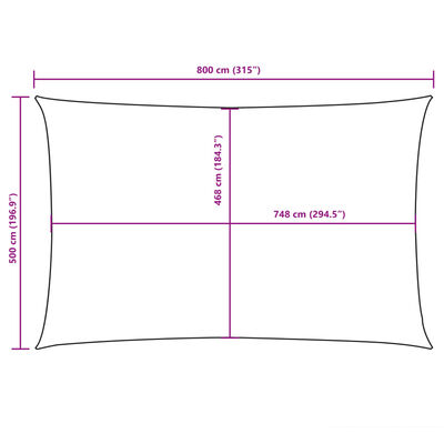 vidaXL Zonnescherm rechthoekig 5x8 m oxford stof crèmekleurig