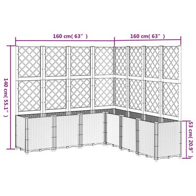 vidaXL Plantenbak met latwerk 160x160x140 cm polypropeen bruin