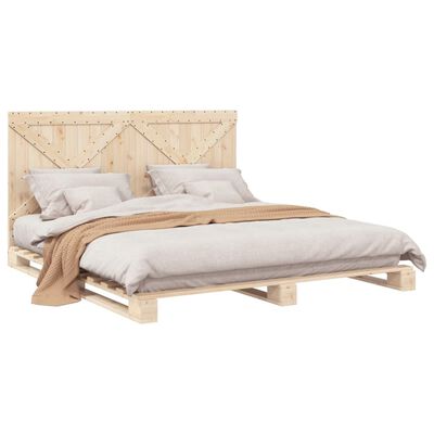 vidaXL Bedframe met hoofdbord massief grenenhout 180x200 cm