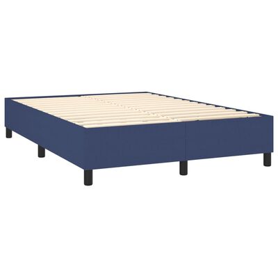 vidaXL Boxspring met matras en LED stof blauw 140x200 cm