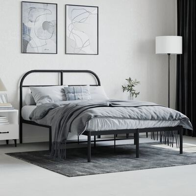 vidaXL Bedframe met hoofdbord metaal zwart 120x190 cm