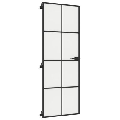 vidaXL Binnendeur smal 76x201,5 cm gehard glas en aluminium zwart