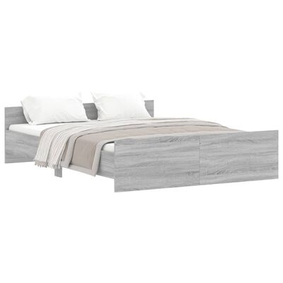 vidaXL Bedframe met hoofd- en voeteneinde grijs sonoma 160x200 cm