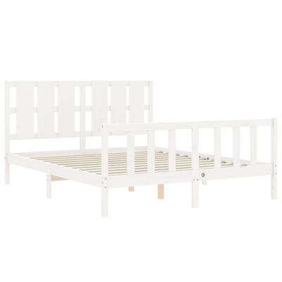 vidaXL Bedframe met hoofdbord massief hout wit