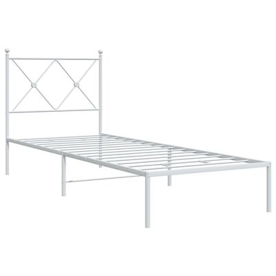 vidaXL Bedframe met hoofdbord zonder matras metaal wit 75x190 cm