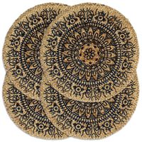 vidaXL Placemats 4 st rond 38 cm jute donkerblauw