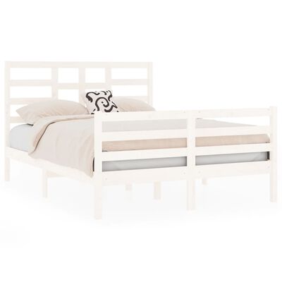 vidaXL Bedframe massief hout wit 120x190 cm