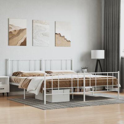 vidaXL Bedframe met hoofd- en voeteneinde metaal wit 193x203 cm