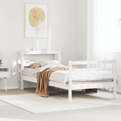 vidaXL Bedframe zonder matras massief grenenhout wit 90x200 cm