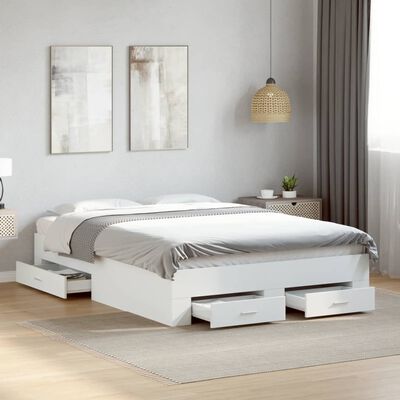 vidaXL Bedframe met lades bewerkt hout wit 120x190 cm