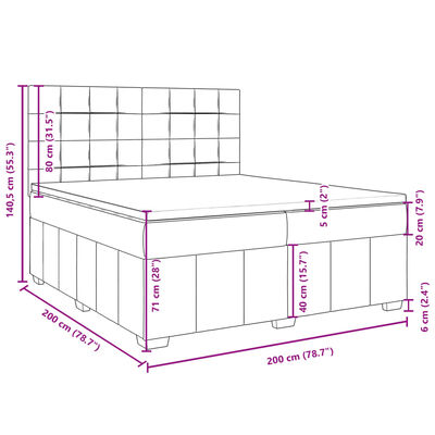 vidaXL Boxspring met matras stof donkergrijs 200x200 cm