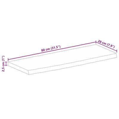 vidaXL Tafelblad met natuurlijke rand 80x20x2,5 cm massief mangohout