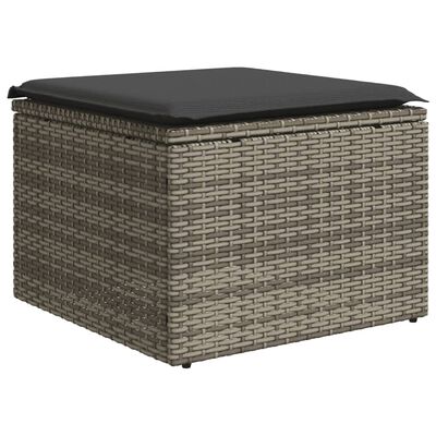 vidaXL 11-delige Loungeset met kussens poly rattan grijs