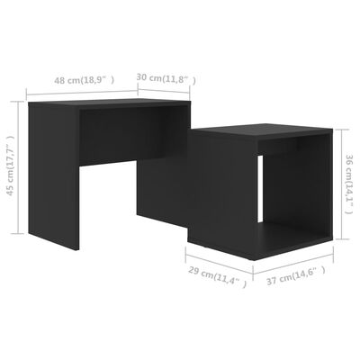 vidaXL Salontafelset 48x30x45 cm bewerkt hout zwart