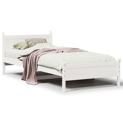 vidaXL Bedframe zonder matras massief grenenhout wit 90x200 cm