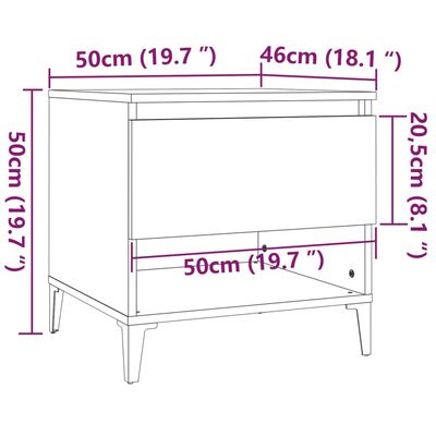 vidaXL Bijzettafels 2 st 50x46x50 cm bewerkt hout wit