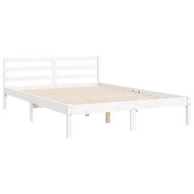 vidaXL Bedframe met hoofdbord massief hout wit 120x200 cm