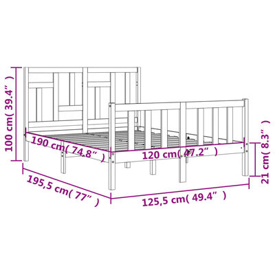 vidaXL Bedframe met hoofdbord massief hout zwart