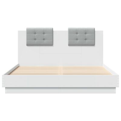 vidaXL Bedframe met hoofdeinde en LED-verlichting wit 150x200 cm