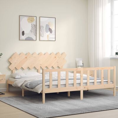 vidaXL Bedframe met hoofdbord massief hout