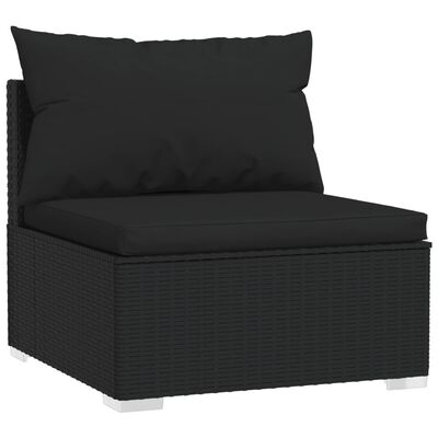 vidaXL 9-delige Loungeset met kussens poly rattan zwart