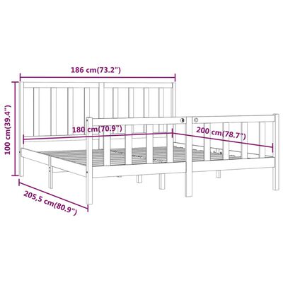 vidaXL Bedframe massief hout wit 180x200 cm