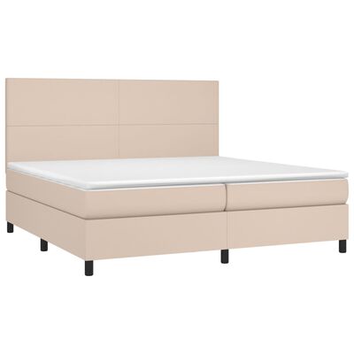 vidaXL Boxspring met matras en LED kunstleer cappuccinokleur 200x200cm