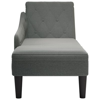 vidaXL Chaise longue met kussen en rechterarmleuning stof donkergrijs