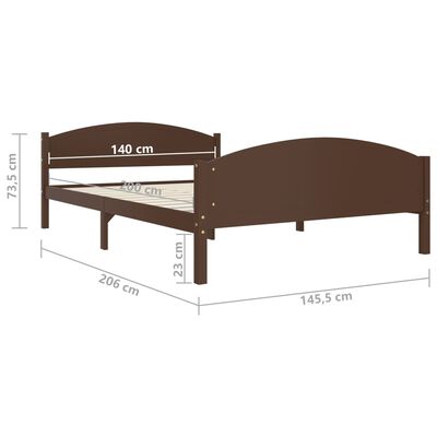 vidaXL Bedframe massief grenenhout donkerbruin 140x200 cm