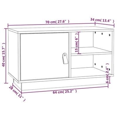 vidaXL Tv-meubel 70x34x40 cm massief grenenhout wit