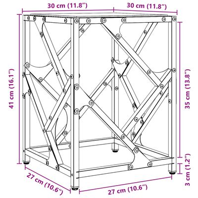 vidaXL Salontafel met transparant glazen blad 30x30x41 cm staal