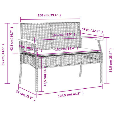 vidaXL 3-delige Tuinset met kussens poly rattan beige