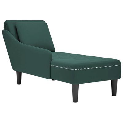 vidaXL Chaise longue met kussen&rechterarmleuning fluweel donkergroen