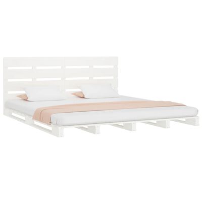 vidaXL Bedframe massief grenenhout wit 140x190 cm