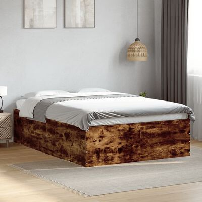 vidaXL Bedframe bewerkt hout gerookt eikenkleurig 120x190 cm