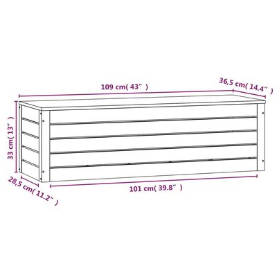 vidaXL Opbergbox 109x36,5x33 cm massief grenenhout