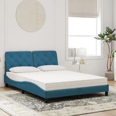 vidaXL Bed met matras fluweel blauw 140x190 cm