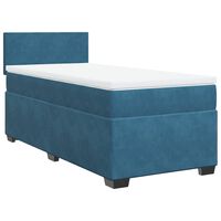 vidaXL Boxspring met matras fluweel donkerblauw 90x190 cm