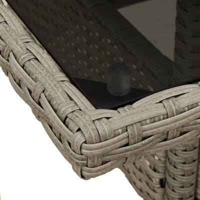 vidaXL 3-delige Tuinset met kussens poly rattan en glas grijs