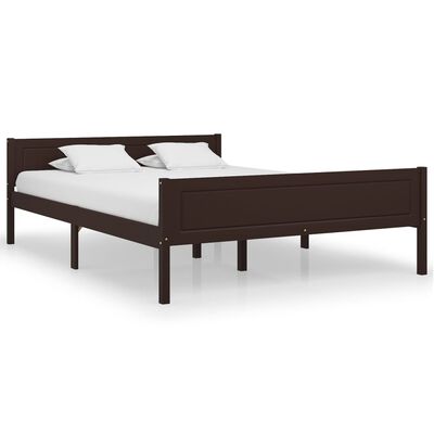 vidaXL Bedframe massief grenenhout donkerbruin 160x200 cm