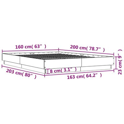 vidaXL Bedframe met LED-verlichting wit 160x200 cm